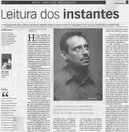 Refluxos, do novo contista Edson Valente, no Jornal Rascunho